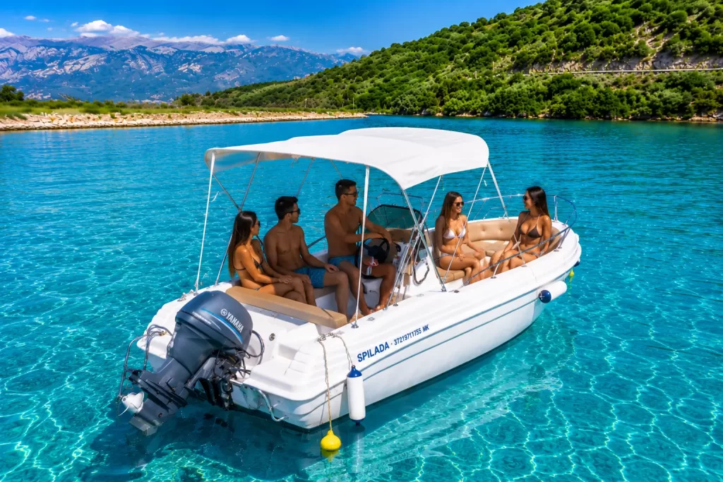 Self-drive boat rental in Ksamil near Tongo Island and Cape Stillo
