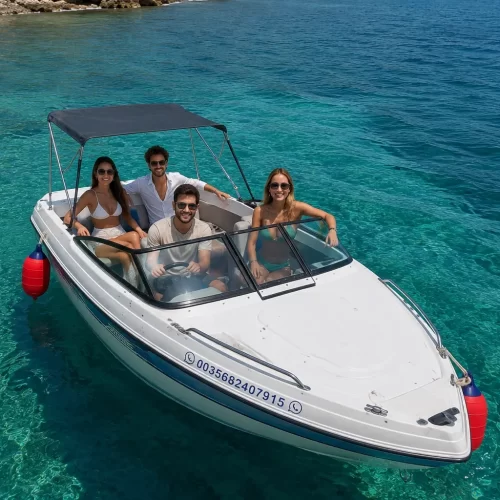 4 person self drive boat rental in Vlore Albania with 40 HP engine